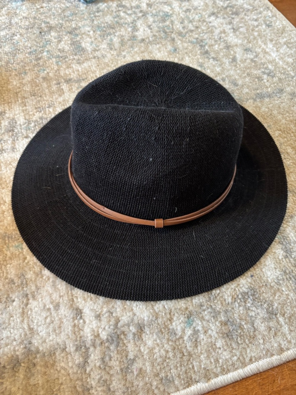 Anthropologie Black Woven Sun Hat with Subtle Trim